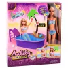 LEAN TOYS Anlily Lėlė su Baseinu, Čiuožykla, Palme ir Paplūdimio Aksesuarais