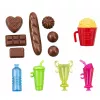 LEAN TOYS Anlily Lėlė Pardavėja su Gėrimų ir Užkandžių Stendu Priedų Rinkinys
