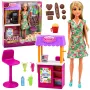LEAN TOYS Anlily Lėlė Pardavėja su Gėrimų ir Užkandžių Stendu Priedų Rinkinys
