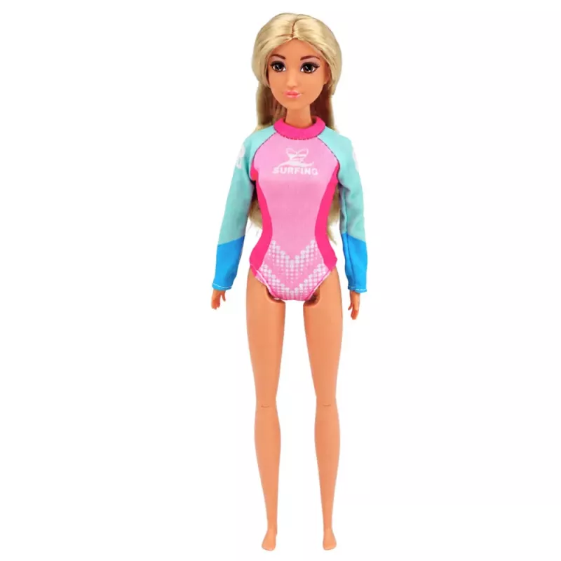 LEAN TOYS Anlily banglentininkė lėlė su hidrokostiumu ir banglenčių aksesuarų rinkiniu