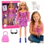 LEAN TOYS Anlily Fashion Doll in Pink Dress, White Dog, Purse, Glasses Set