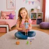 LEAN TOYS Anlily mados lėlė su mėlyna gėlėta suknele, rankine ir aksesuarų rinkiniu
