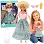 LEAN TOYS Anlily mados lėlė su sijonu, kepure, rankine, puodeliu ir aksesuarų rinkiniu