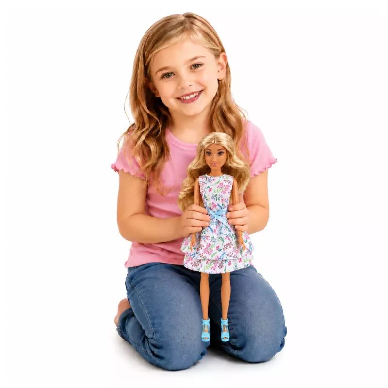 LEAN TOYS Anlily Lėlė su Šunimi, Gėlėta Suknele, Krepšiu, Užkandžiais, Aksesuarų Rinkinys