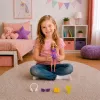 LEAN TOYS Anlily mados lėlė violetine suknele su ausinėmis ir aksesuarų rinkiniu