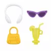 LEAN TOYS Anlily mados lėlė violetine suknele su ausinėmis ir aksesuarų rinkiniu