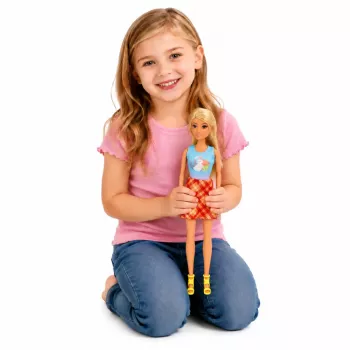 LEAN TOYS Anlily lėlė su baltu triušiu ir morkomis bei morkų stovu