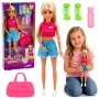 LEAN TOYS Anlily lėlė sportiniame kostiumėlyje su hanteliais, vandens buteliuku, krepšiu, aksesuarų rinkiniu
