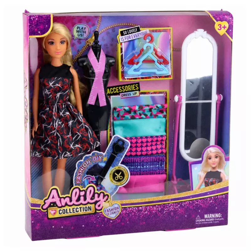 LEAN TOYS Anlily Lėlės Mados Dizainerio Rinkinys su Manekenu, Veidrodžiu ir Priedais