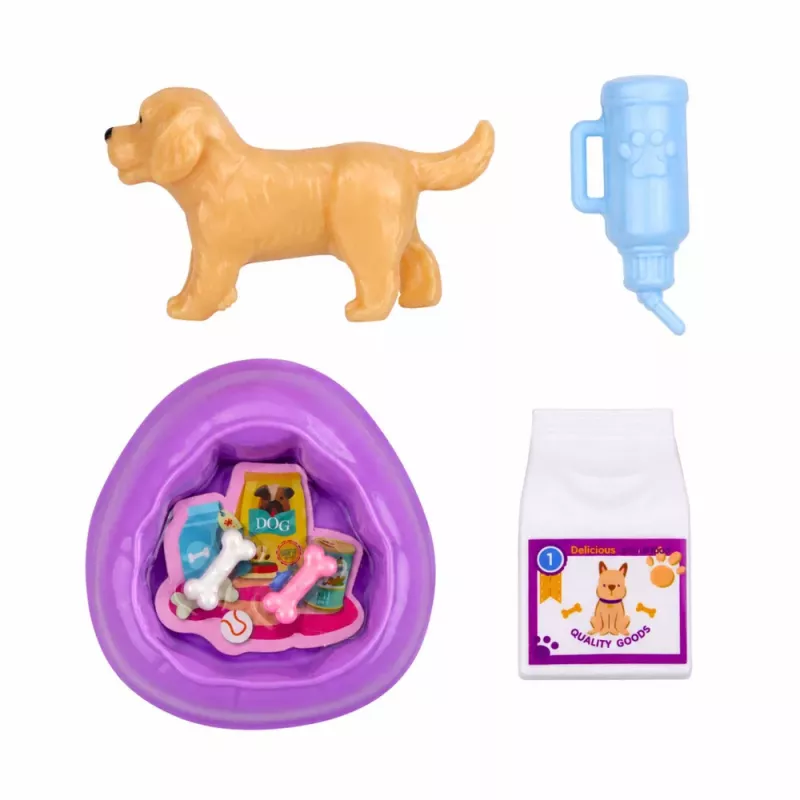 LEAN TOYS Anlily lėlė su šuniuku ir aksesuarais lovelės komplektas