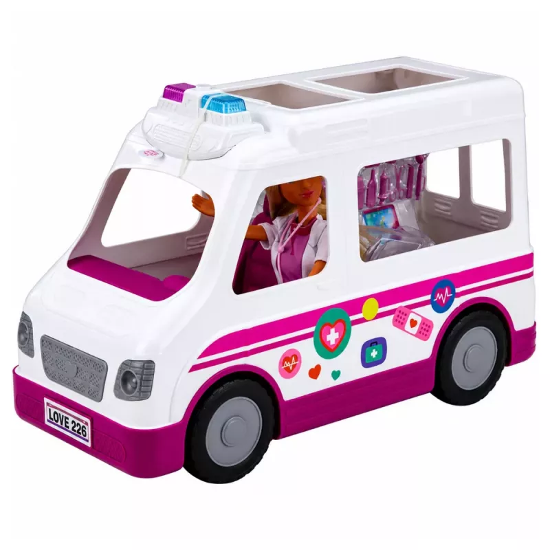 LEAN TOYS Anlily lėlė gydytoja slaugytoja greitosios pagalbos automobilis medicinos aksesuarai