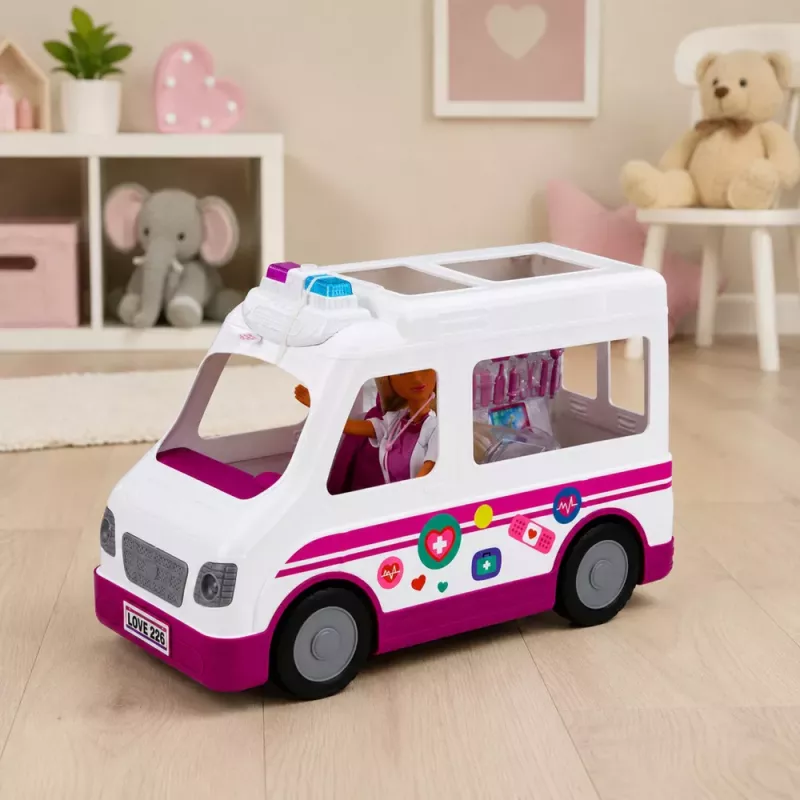 LEAN TOYS Anlily lėlė gydytoja slaugytoja greitosios pagalbos automobilis medicinos aksesuarai