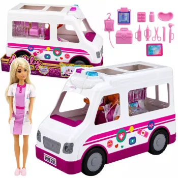 LEAN TOYS Anlily lėlė gydytoja slaugytoja greitosios pagalbos automobilis medicinos aksesuarai
