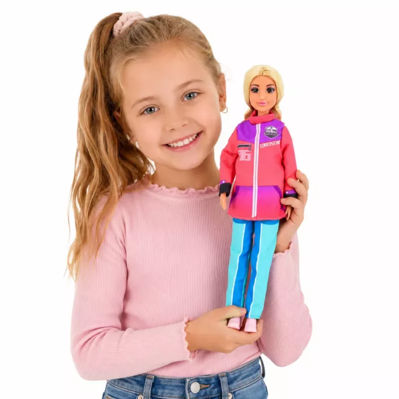 LEAN TOYS Anlily Lėlės Žiemos Sporto Rinkinys: Slidės, Snieglentė, Sniego Motociklas, Drabužiai