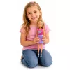LEAN TOYS Anlily lėlė su baltu šunimi antkaklyje, lova ir aksesuarų rinkiniu