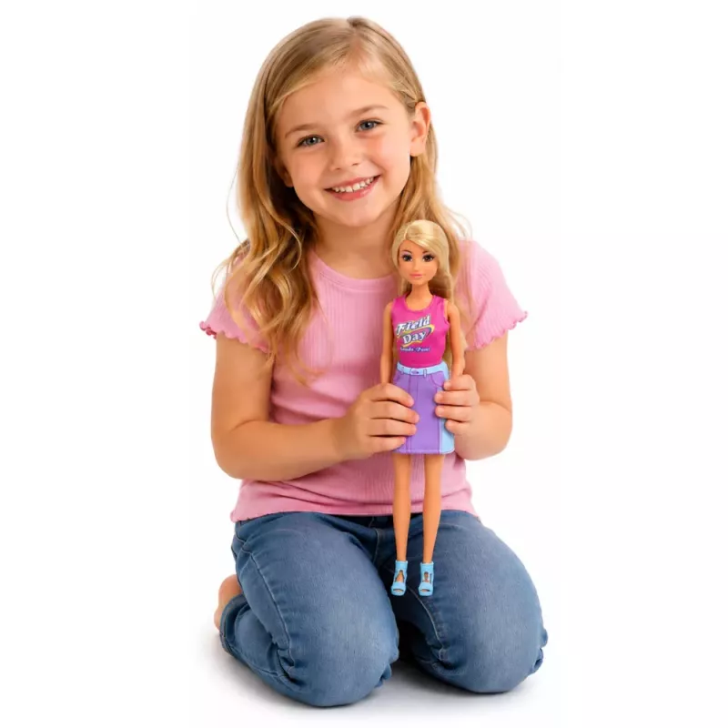 LEAN TOYS Anlily lėlė su baltu šunimi antkaklyje, lova ir aksesuarų rinkiniu