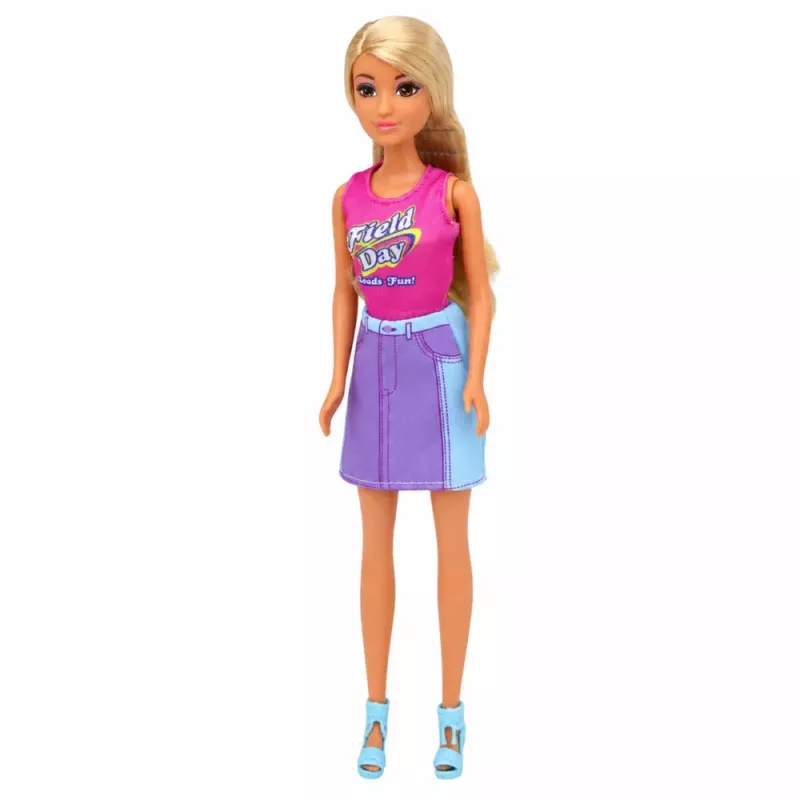 LEAN TOYS Anlily lėlė su baltu šunimi antkaklyje, lova ir aksesuarų rinkiniu