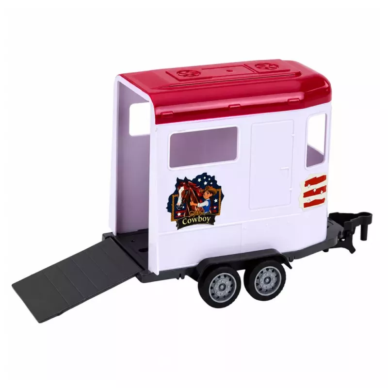 LEAN TOYS Burgundinis kabrioletas su arklių priekaba, atidaromos durys, rinkinys 1:24 liejimas