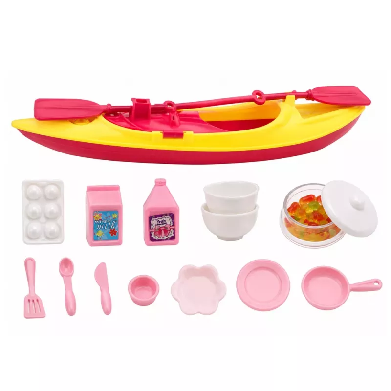 LEAN TOYS Traveler Doll with Camper and Kayak Accessories Lights Sounds Set