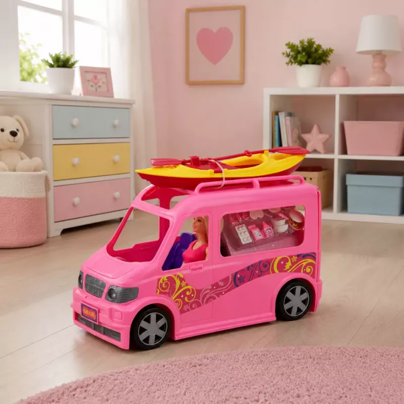 LEAN TOYS Traveler Doll with Camper and Kayak Accessories Lights Sounds Set
