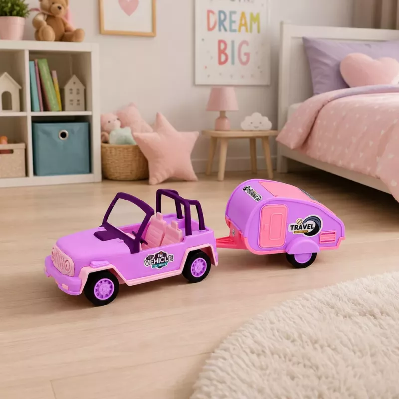 LEAN TOYS Visureigis su Kemperiu Garsai Rožinis Kelionių Rinkinys