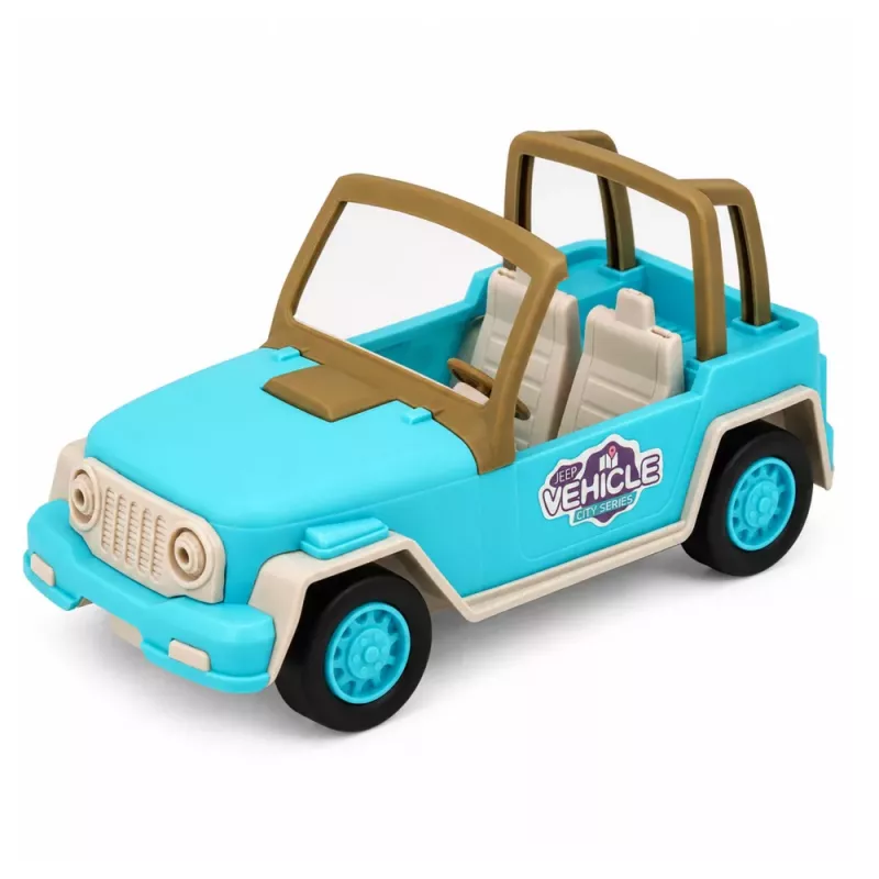 LEAN TOYS Visureigis su priekaba ir garsais Mėlynas turistinis rinkinys