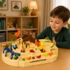 LEAN TOYS Interaktyvus rankinis arkadinis takelis su dinozaurais 8 iššūkiai transporto priemonės