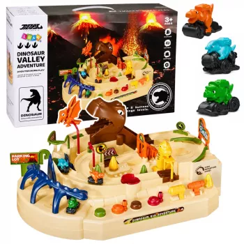 LEAN TOYS Interaktyvus rankinis arkadinis takelis su dinozaurais 8 iššūkiai transporto priemonės