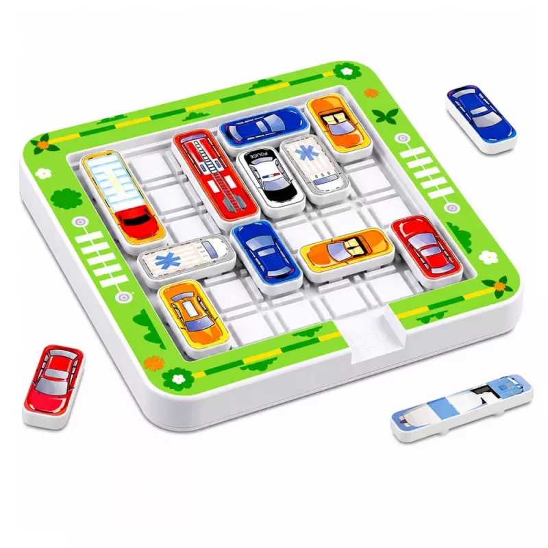 LEAN TOYS Magnetinis dėlionės žaidimas Magnetiniai automobiliai 15 transporto priemonių 60 kortelių lenta