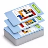 LEAN TOYS Magnetinis dėlionės žaidimas Magnetiniai automobiliai 15 transporto priemonių 60 kortelių lenta
