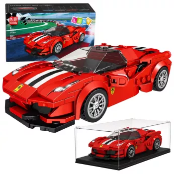 LEAN TOYS Construction Bricks Sports Car Racing Display Case Red 364 pcs.