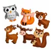 LEAN TOYS Kūrybinis rinkinys „Siuvami žaislai“ – veltinio DIY miško gyvūnai, 6 vnt.