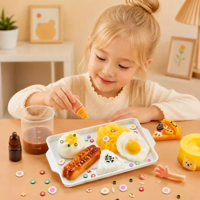 LEAN TOYS Kūrybinio meno ir amatų rinkinys: „Pasidaryk pats“ minkštukai – dekoratyviniai pusryčių maisto produktai