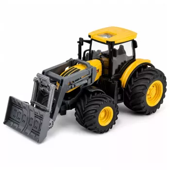 LEAN TOYS Žemės ūkio traktorius su buldozeriu, šviesomis, garsais, geltonas, 1:24