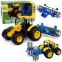 LEAN TOYS Žemės ūkio traktorius su volu, šviesomis ir garsais, geltonas, 1:24