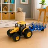 LEAN TOYS Žemės ūkio traktorius su daugiavage plūgu, šviesomis, garsais, geltonas, 1:24