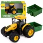 LEAN TOYS Žemės ūkio traktorius su trąšų barstytuvu, šviesomis, garsu, geltonas, 1:24