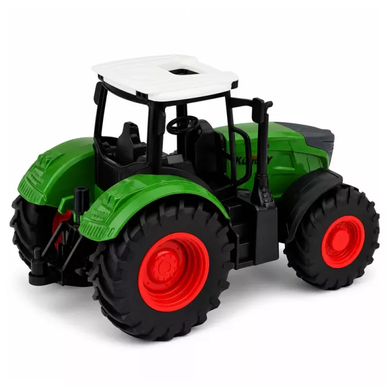 LEAN TOYS Žemės ūkio traktorius su priekaba 1:24 Baltas Žalias Guminiai ratai