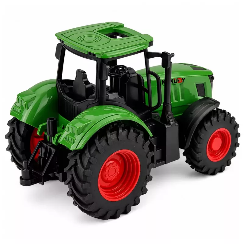 LEAN TOYS Žemės ūkio traktorius su guminiais ratais, žalias, 1:24