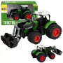 LEAN TOYS Žemės ūkio traktorius su priekiniu krautuvu, guminiais ratais, žalias, 1:24