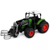 LEAN TOYS Žemės ūkio traktorius su šieno ryšulių griebtuvu, guminiais ratais, žalias, 1:24