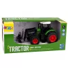 LEAN TOYS Žemės ūkio traktorius su šieno ryšulių griebtuvu, guminiais ratais, žalias, 1:24