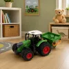 LEAN TOYS Žemės ūkio traktorius su sėjamąja, guminiai ratai, 1:24 mastelio žaislinė transporto priemonė
