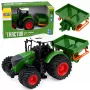LEAN TOYS Žemės ūkio traktorius su sėjamąja, guminiai ratai, 1:24 mastelio žaislinė transporto priemonė