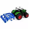 LEAN TOYS Žemės ūkio traktorius su kultivatoriumi ir žemės dirbimo įrenginiu, žalias, 1:24