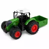 LEAN TOYS Žemės ūkio traktorius su trąšų barstytuvu, guminiais ratais, žalias, 1:24