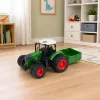 LEAN TOYS Žemės ūkio traktorius su trąšų barstytuvu, guminiais ratais, žalias, 1:24