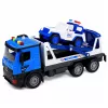 LEAN TOYS Policijos vilkikas su patruliniu automobiliu, žibintai, garsai, mėlyna