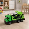 LEAN TOYS Vilktuvas ir šiukšliavežė automobilių rinkinys su šviesomis ir garsais, žalias