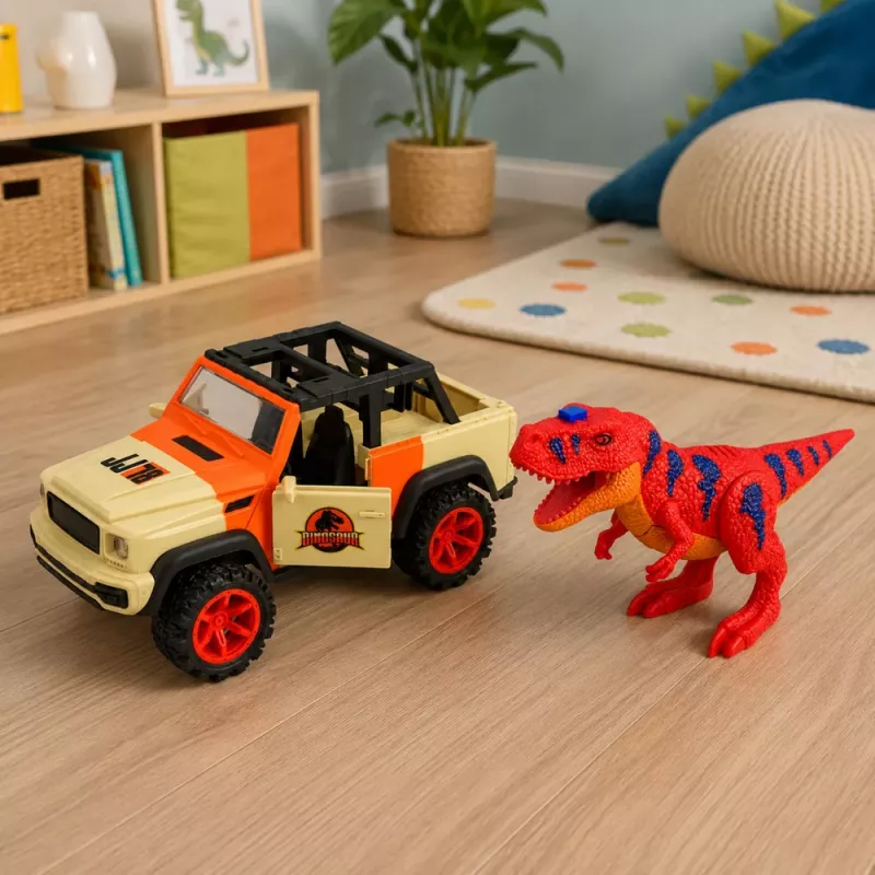 LEAN TOYS Visureigis su T-Rex Dinozauru, Šviesomis, Garsais, Atidaromomis Durimis